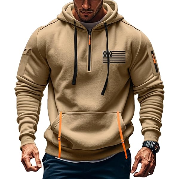 Tobchonp Men's Fashion Fleece Tactical Hoodie Quarter Zip Pullover